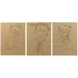 Linda Kitson (b.1945) 'Sir Robert Lusty, trio of portraits' three pencil sketches, one signed in