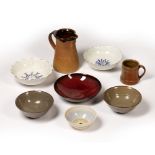 Collection of studio pottery and ceramics to include: St. Ives small mug, a Muchelney pottery