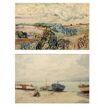 Isidore Rosenstock (1880-1956) 'Untitled boats on the shore' watercolour, signed lower right, 38cm x