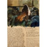 Robert Lenkiewicz (1941-2002) 'Aesthetic notes' watercolour, signed in pencil to the mount, 28cm x