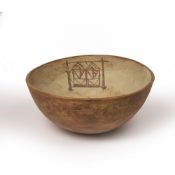 Judith Gilmour (b.1937) Studio pottery bowl with geometric decoration, signed to the base, 32cm