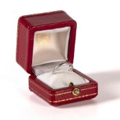 Cartier wedding band white precious metal of slim d-section profile, signed Cartier Paris and