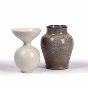 Anna Silverton (British, Contemporary) Porcelain vase with flaring rim and white glaze, unmarked,