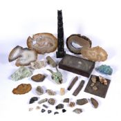Collection of specimens and fossils to include: Agate, turquoise, tigers eye, totem pole etc