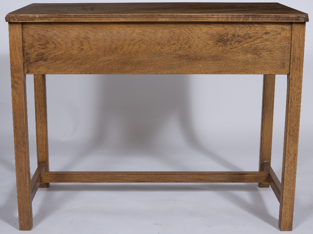 Gordon Russell of Broadway Oak side table, the two drawers with brass handles, stamped to the - Image 4 of 6