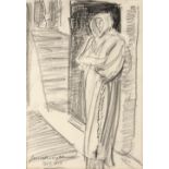 Laura Knight (1877-1970) 'Old Vic' charcoal sketch, signed and titled lower right, 36cm x 24.5cm