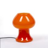 Prova of Italy orange glass table lamp, with sticker to the base, 1970's, 23cm high overall