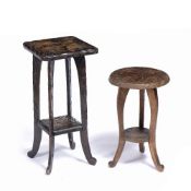 Liberty and Co Japanese carved tables, circa 1905, the smaller table marked '746' to the