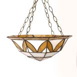 Tiffany style plafoniere Leaded glass shade in orange and white colourway, 38cm across