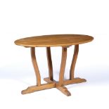 Cotswold School oak oval topped occasional table, 79cm x 45cm x 54cm