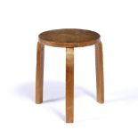 Alvar Aalto (1898-1976) for Finmar Ltd bent laminated birch stool, with Finmar label to the