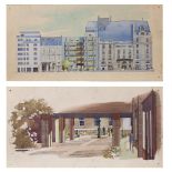 20th Century English School Two architectural watercolour and pen sketches, unsigned, unframed, each