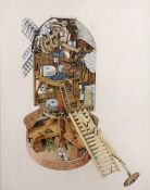 Attributed to Stephen Biesty (b.1961) 'Cross section view of a windmill' pen and ink with