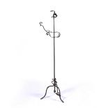Handcrafted cast iron lamp standard with bird finial, adjustable height to bracket, 161cm high