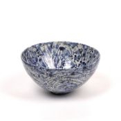 Contemporary studio pottery blue and white bowl, indistinctly signed to the base, 17cm across