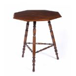 Arts & Crafts octagonal topped walnut occasional table, 59cm x 65cm