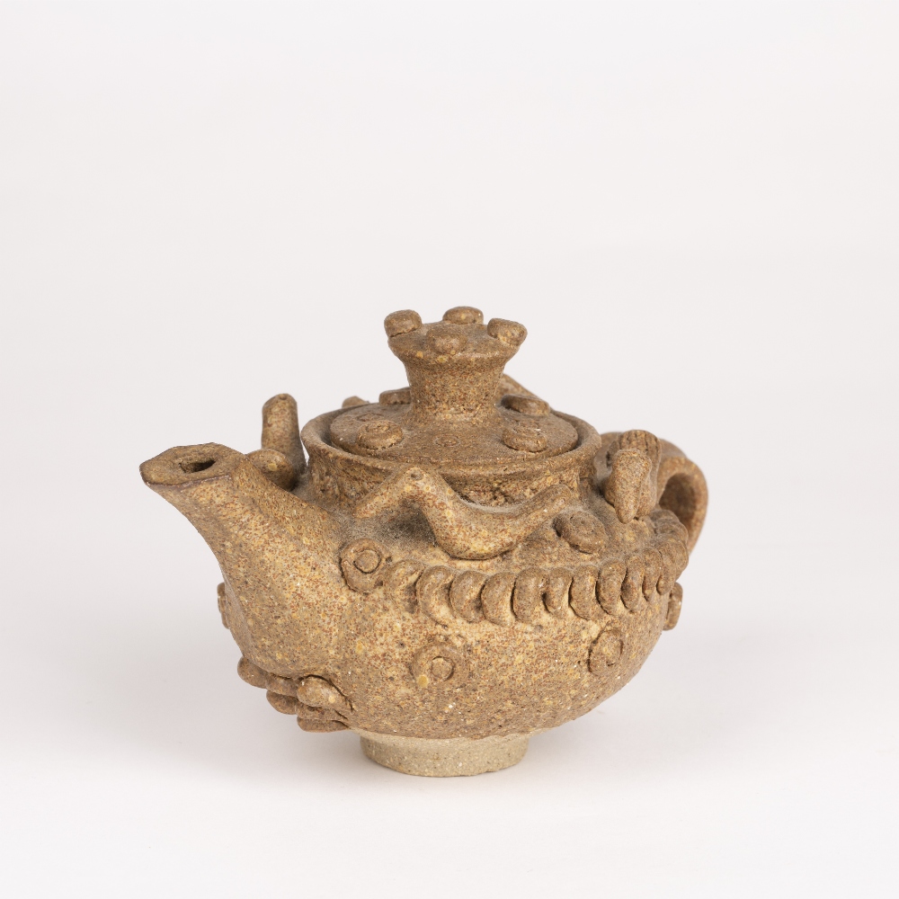 Ian Godfrey (1942-1992) Small studio pottery stoneware teapot, decorated with birds, unsigned, 9cm - Image 4 of 7