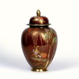 Carltonware Rouge Royale 'New Stork' ginger jar, printed script mark to base, 28cm high overall