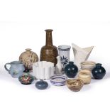 Collection of studio pottery and ceramics to include: Pair of Miranda Thomas Shackleton