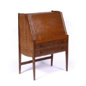 Cotswold School oak bureau, falling front above two long drawers, CC41, F291 stamp to the reverse,