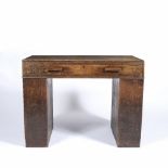 In the manner of Heals oak pedestal desk, unmarked, 100cm x 75cm x 57cm