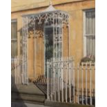 Jeremy Duncan (Contemporary) 'Untitled Cheltenham white railings' watercolour, signed in pencil