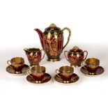 Carltonware Rouge Royale 'Grape and Vine' eleven piece coffee set, consisting of: coffee pot, milk