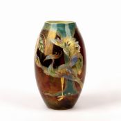 Carltonware Rouge Royale 'Secretary bird' vase, printed script marks to base, 26cm high