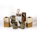 Collection of studio ceramics to include: Trevor Bell-Hughes (b.1939) two studio pottery elephant