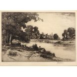 John Fullwood (1854-1931) 'The backwater, Sunbury-On-Thames' etching, limited edition of 150,