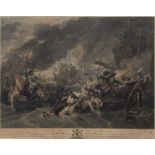 After Benjamin West (1738-1820) 'The Battle at La Hogue', coloured engraving, engraved by W