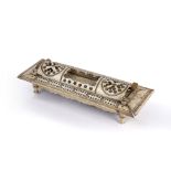 Napoleonic bone cribbage board and dominoes set French, 19th Century, with compartment holding the