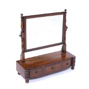 Mahogany and inlaid bow front dressing table mirror 19th Century, fitted three drawers, 60cm wide,