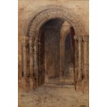 Henry Martin Pope (1843-1908) Pair of watercolours, 'Elizabethan doorway' and 'Romanesque