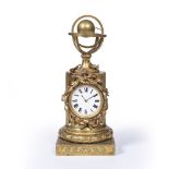Ormolu column clock French, Louis XVI period ,with associated earlier watch movement by and signed