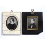 Two portrait miniatures including a 19th Century study of a gentleman, and a French study of a
