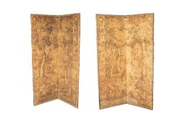 Pair of tapestry type folding screens Belgian, in the 17th Century Aubusson style, 195cm high x