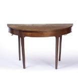 Demilune table 19th century mahogany standing on square tapering legs 120cm x 70cm x 60cm Condition: