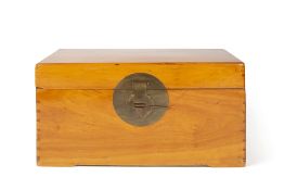 Camphor rectangular trunk Chinese, with brass locks, 83cm wide, 46cm deep, 45cm high Condition: