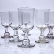 Set of twelve glass rummers with facet cut stems, 15cm high (12) Condition: surface dust, dirt &