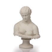 Parian ware figure group 'bust of Clytie' on socle base, unmarked, 29cm high Condition: at