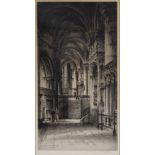Albany E Howarth (1872-1936) 'Choir Transept and Pilgrim steps, Canterbury', etching signed in