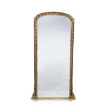 Gilt arched top mirror 19th Century, with ovolo and acanthus leaf border, 145cm x 75cm Condition: