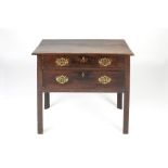 Oak lowboy 18th Century, fitted two long drawers and with brass handles, 80cm wide x 45cm deep x