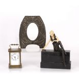 Collection of items consisting of an early 20th Century brass cased carriage clock, 14cm high approx