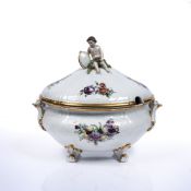 Royal Copenhagen large white porcelain oval tureen and cover with putti and garland finial,