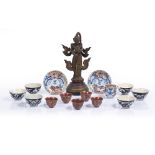 Imari porcelain coffee cup and saucer Chinese, circa 1800, a similar saucer, five Yixing teabowls,