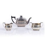 Bachelors three piece silver tea set consisting of a teapot, milk jug and sucrier, all bearing marks