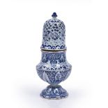 Rouen blue and white sugar shaker 18th/19th Century, 22cm high Condition: wear and some chips