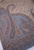 Indian type paisley shawl of blue ground with allover foliate designs, 207cm x 101cm Condition: